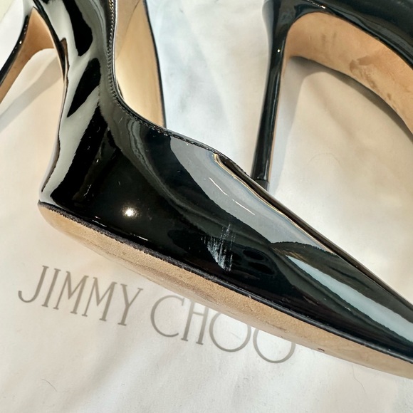 Jimmy Choo black, patent leather, stiletto heel pumps, 4 inch heels - Picture 14 of 16